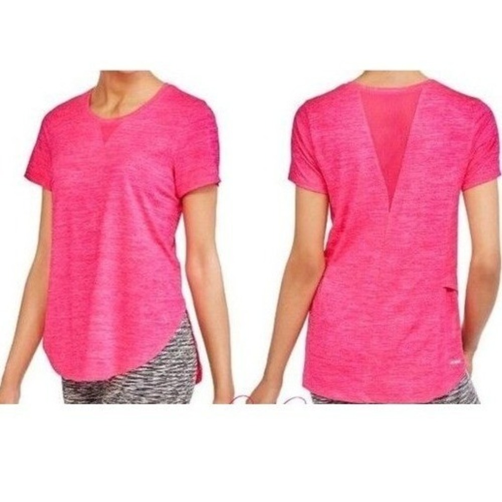 Danski Mesh Back Activewear Tee Womens S Pink Space Dye Running Workout Sporty